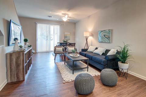 a living room with a couch and a coffee table
